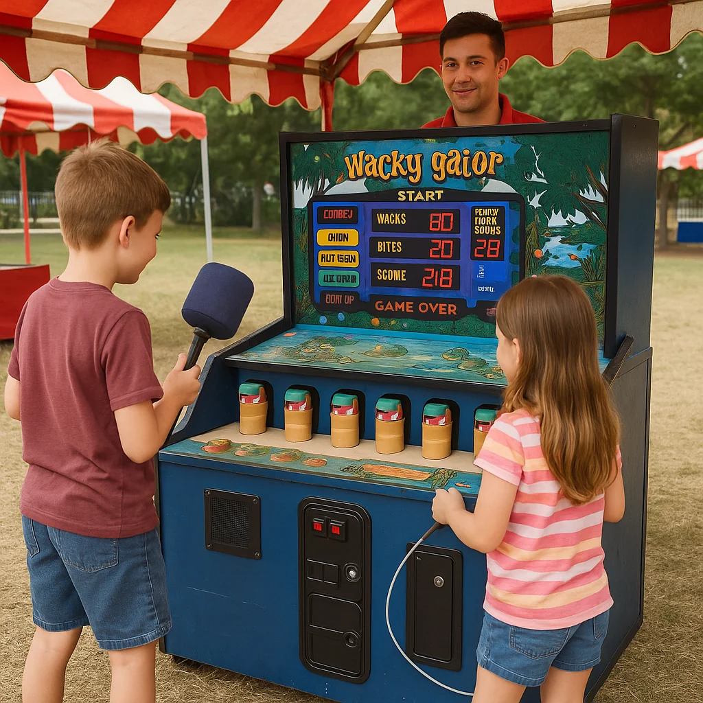 Midway-style shuffleboard table carnival game rentals lane – Party Pros East Coast