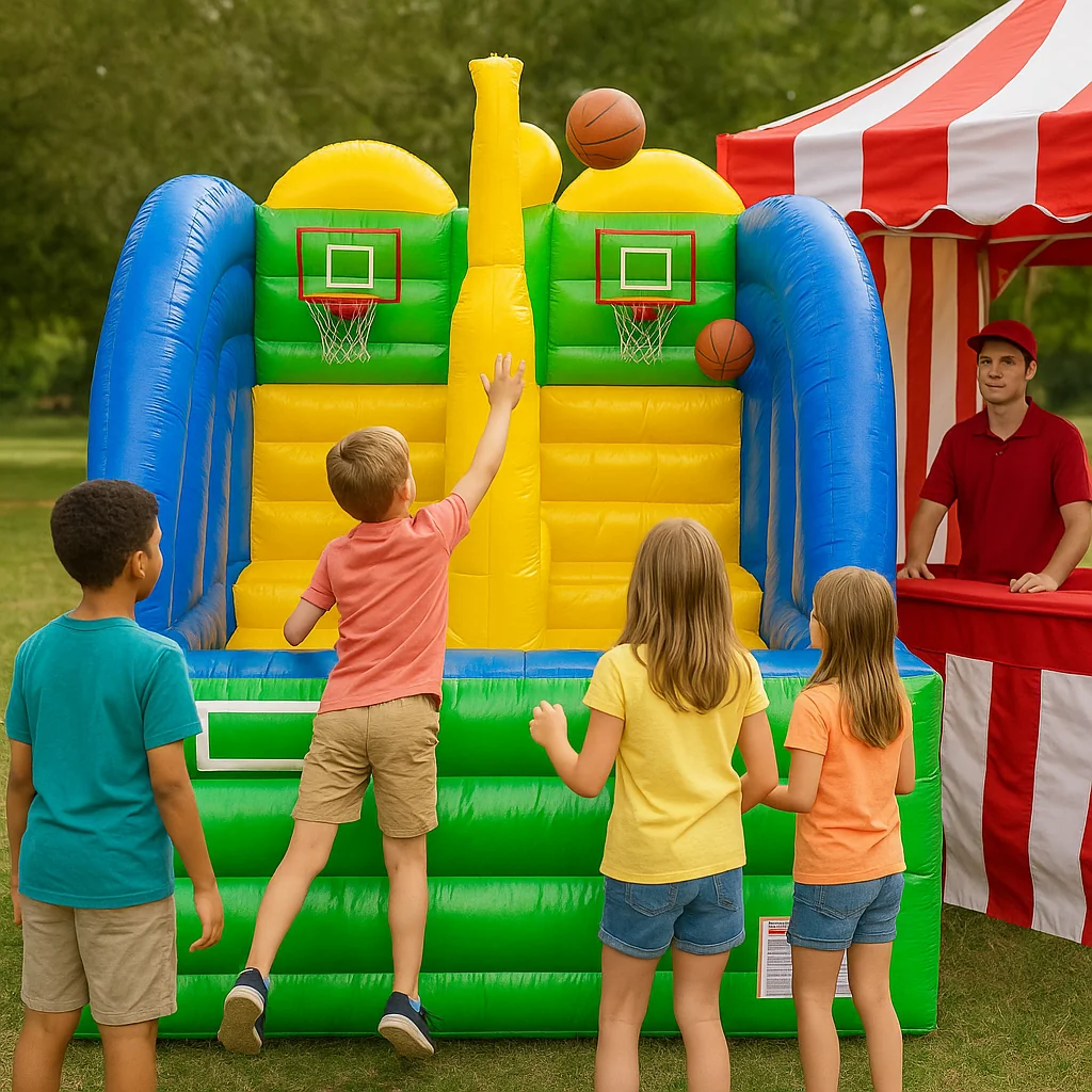 Interactive wipeout big balls carnival game rentals course – Party Pros East Coast