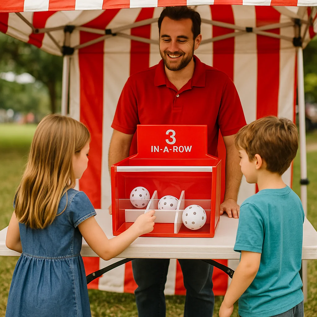 Family-friendly skee-ball alley carnival game rentals setup – Party Pros East Coast