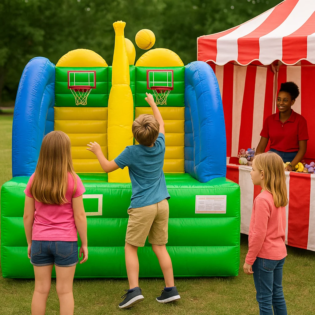 Midway-style obstacle course carnival game rentals inflatable run – Party Pros East Coast
