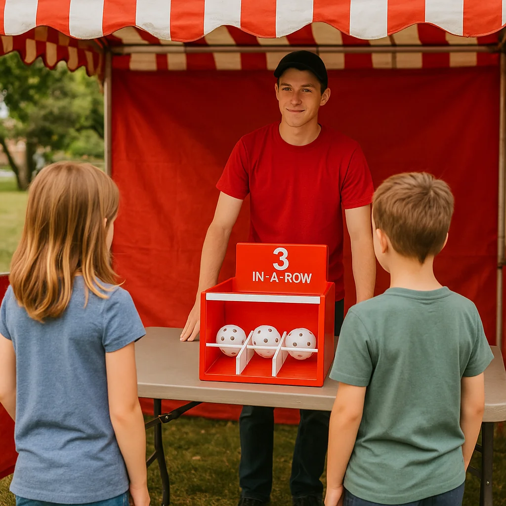 LED-lit tic-tac-toe toss carnival game rentals setup – Party Pros East Coast