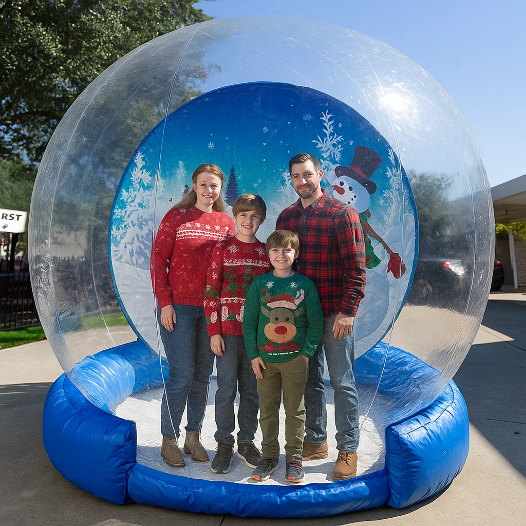 Attended walk‑in snow globe rental — venue friendly footprint