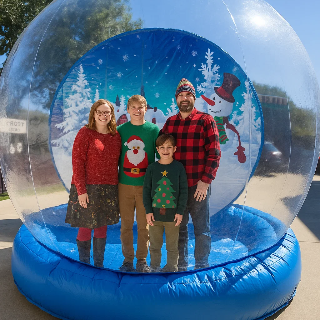giant inflatable snow globe rental camera‑ready staging at holiday party