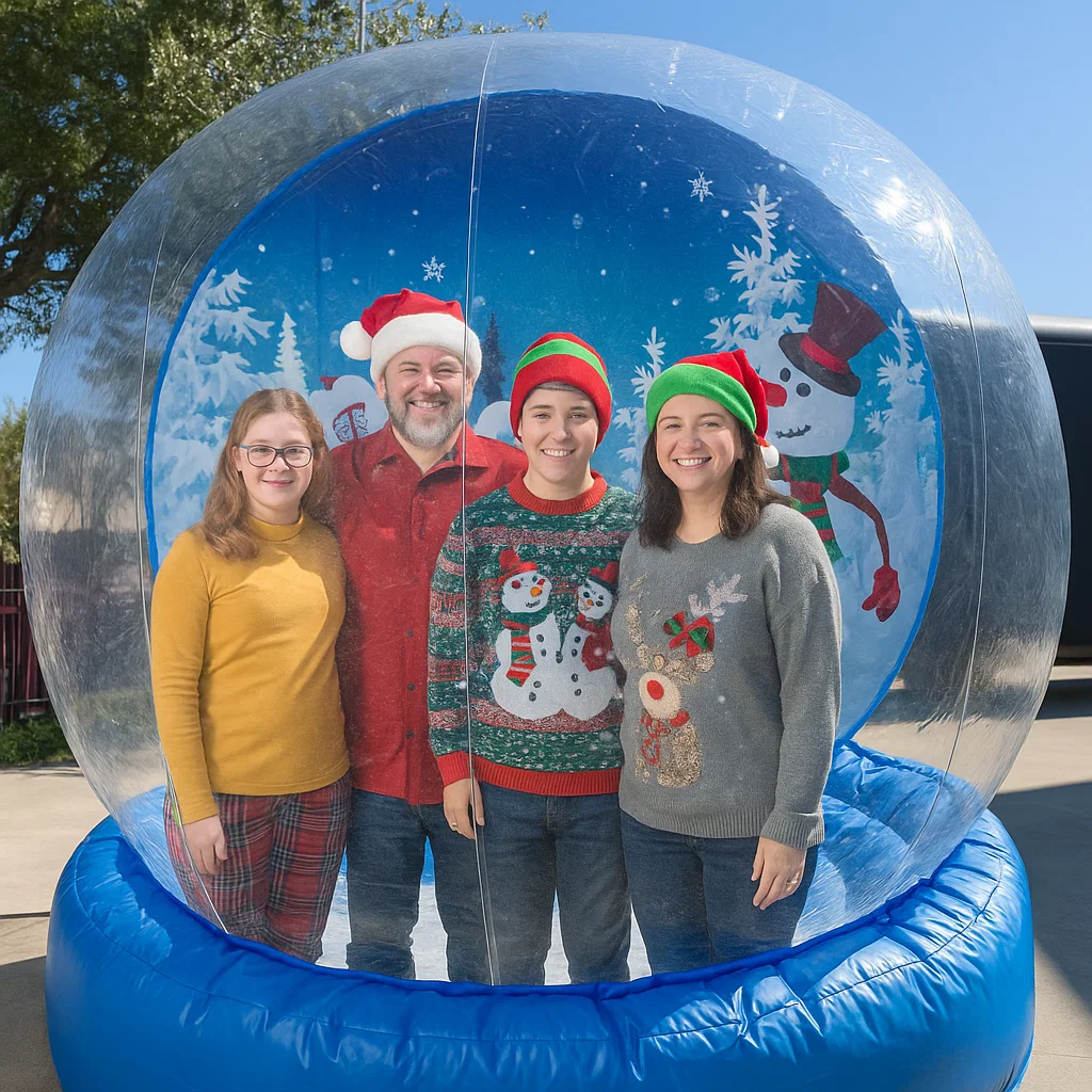 Attended walk‑in snow globe rental — venue friendly footprint — venue friendly footprint