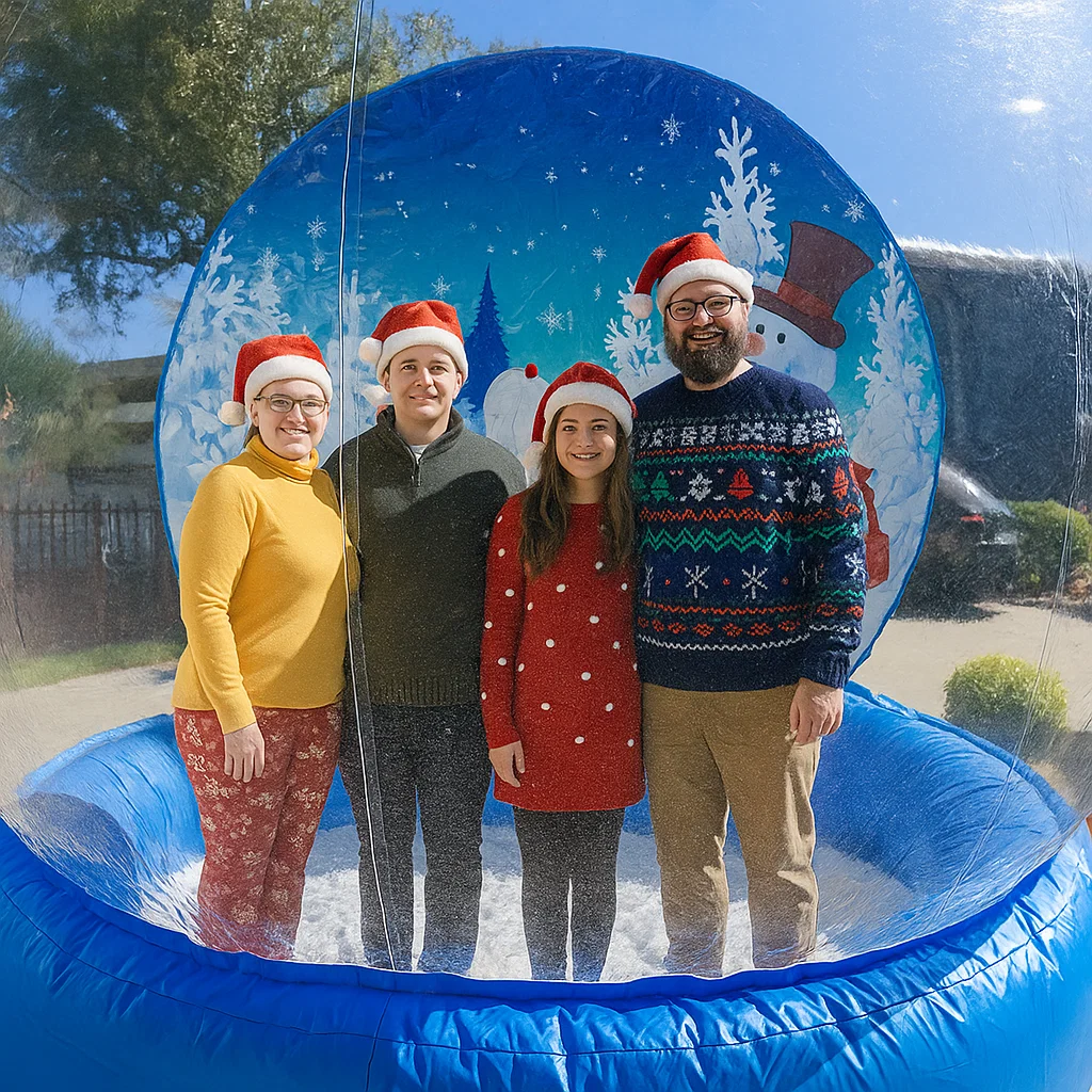 Attended walk‑in snow globe rental — professional event staff — professional event staff