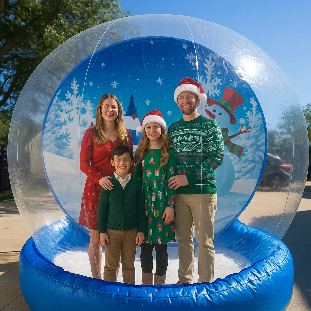 Attended walk‑in snow globe rental — LED lights glowing by Party Pros East Coast — LED lights glowing