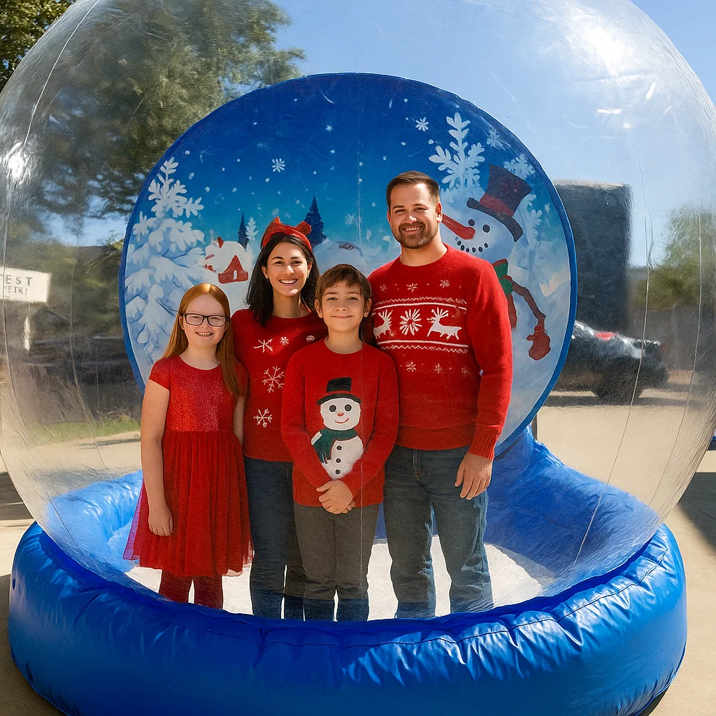 Branded human snow globe setup for sports halftime show #158
