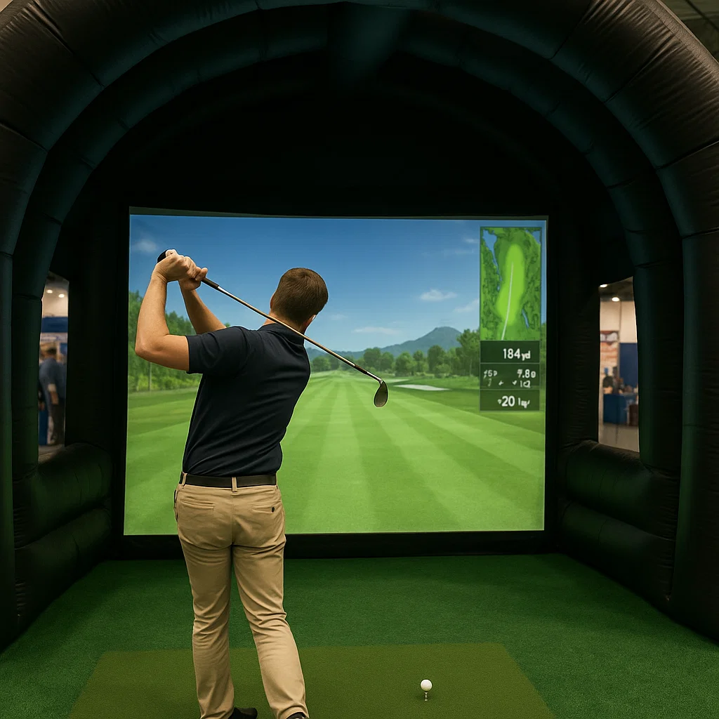 Advanced golf simulator rental at sales kickoffs – Party Pros East Coast
