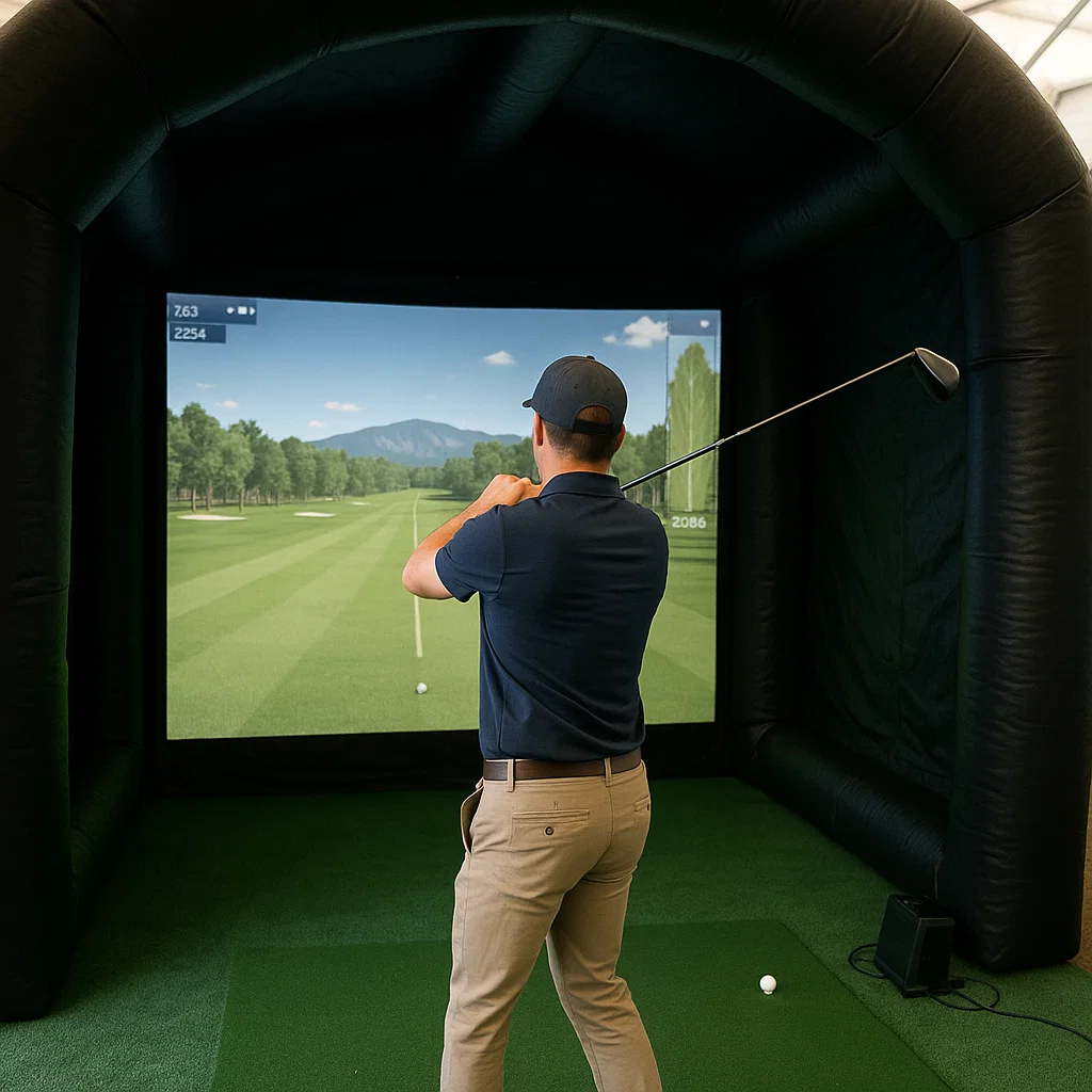 Backyard friendly golf simulator rental beside cocktail lounges – Party Pros East Coast