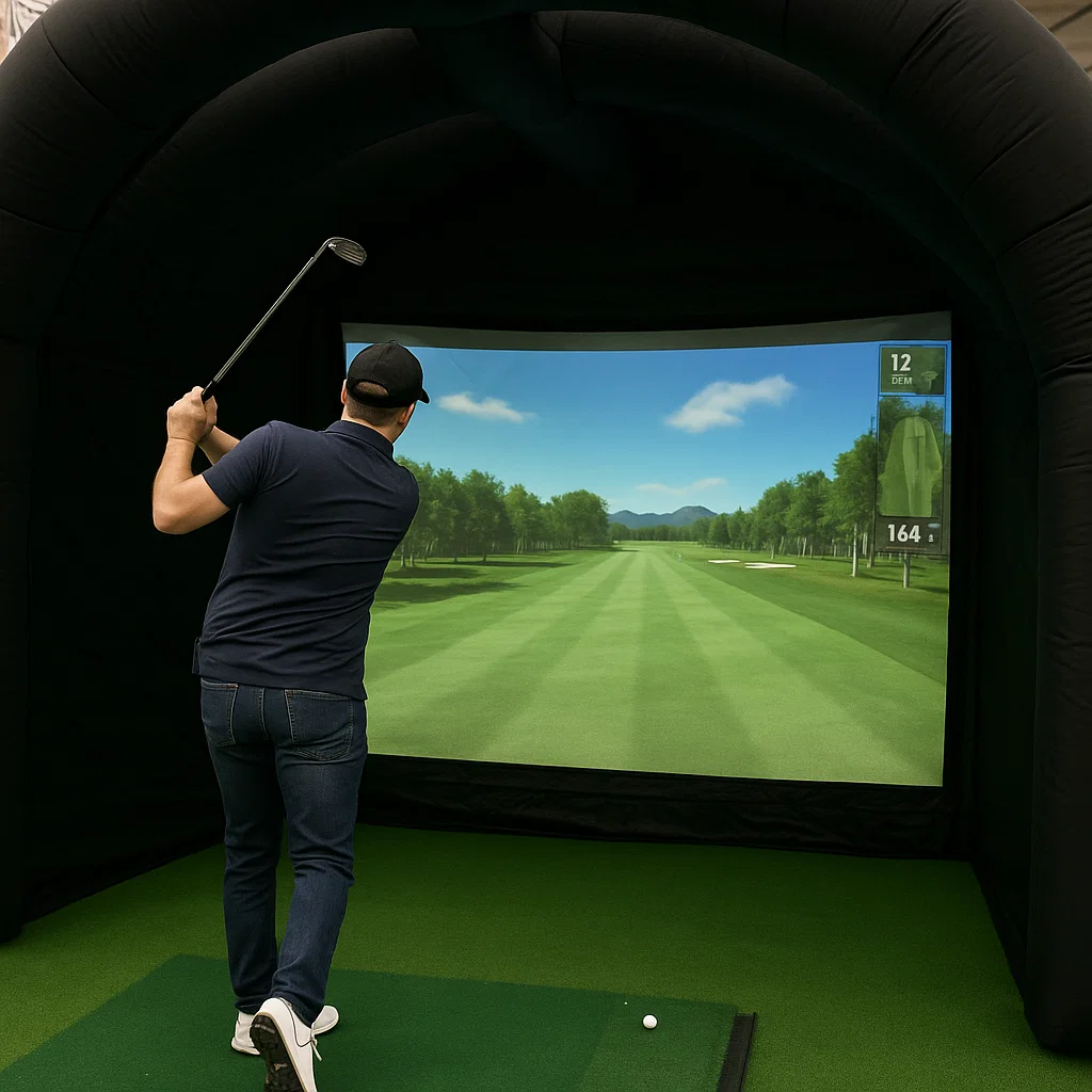 Backyard friendly golf simulator rental with contest modes – Party Pros East Coast