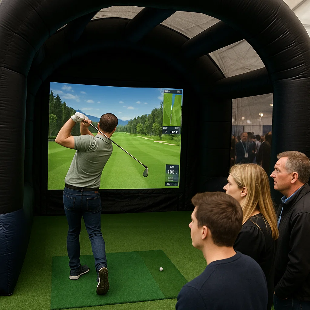 Crowd pleasing golf simulator rental with putting challenges – Party Pros East Coast