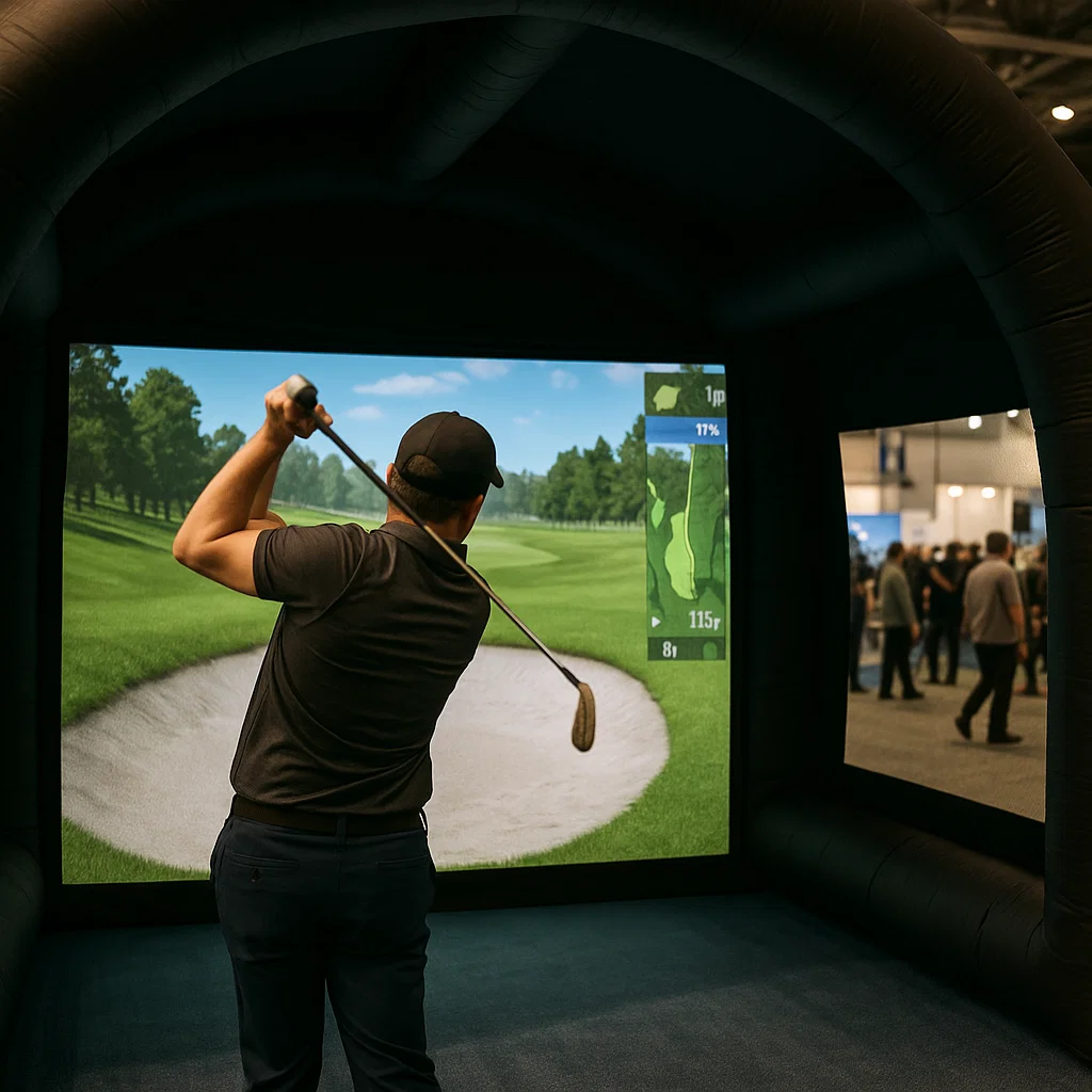 Fan favorite golf simulator rental with chip shot targets – Party Pros East Coast