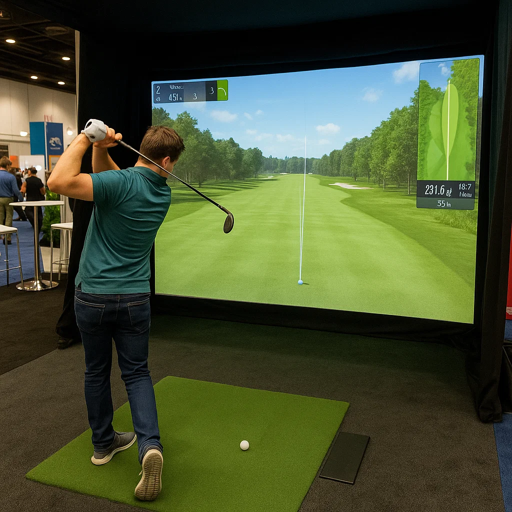 On demand golf simulator rental at hotel ballrooms – Party Pros East Coast