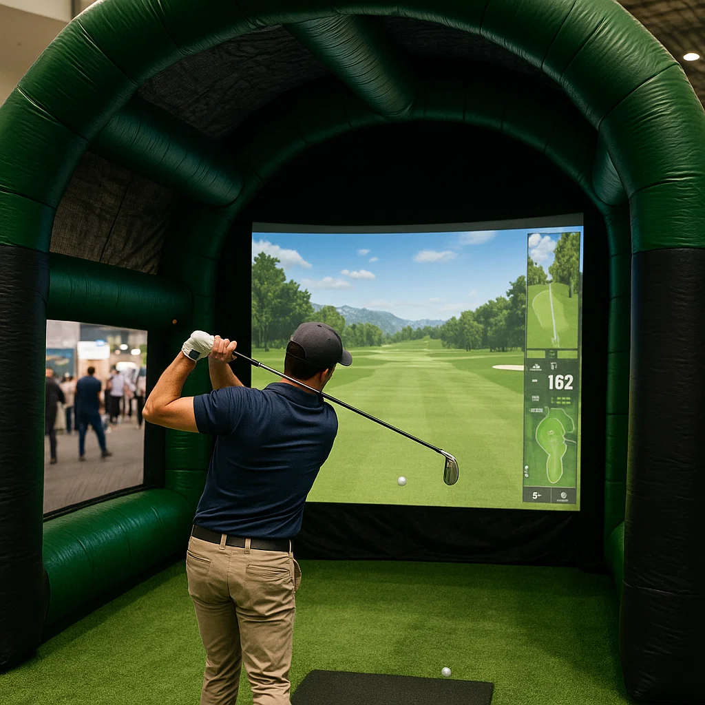Premium golf simulator rental with custom leaderboards – Party Pros East Coast
