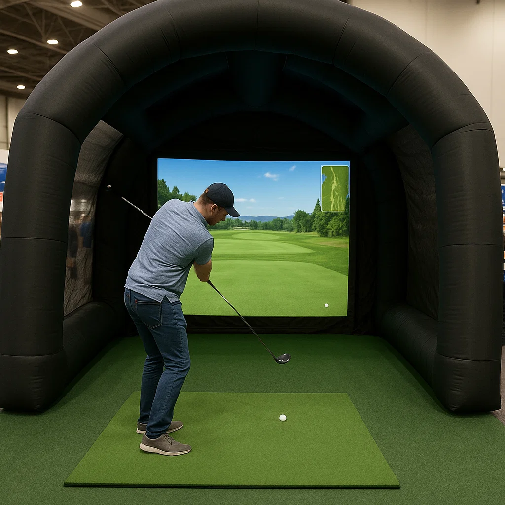 Rental ready golf simulator rental with putting challenges – Party Pros East Coast
