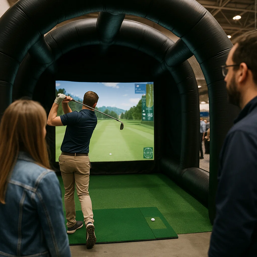 Sophisticated golf simulator rental during customer appreciations – Party Pros East Coast