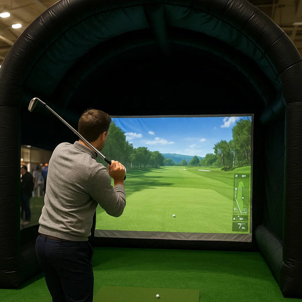 Tournament grade golf simulator rental with leaderboard displays – Party Pros East Coast