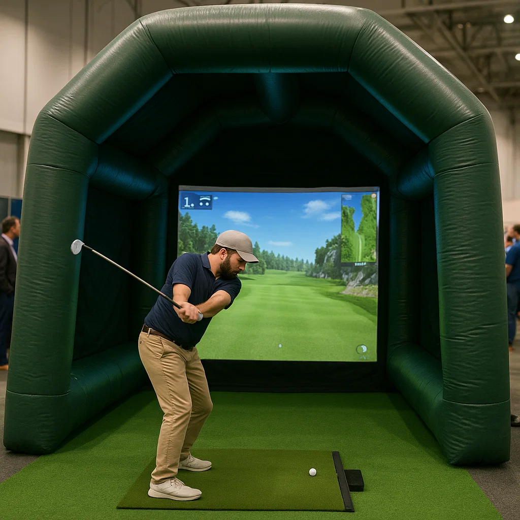 Guests strike dab moves in trade show photo booth rental by Party Pros East Coast