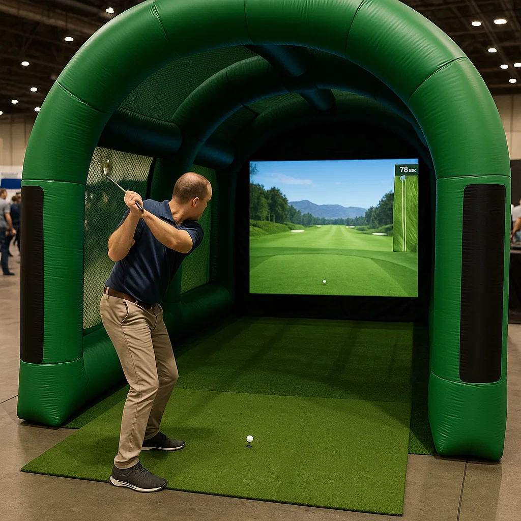 Guests strike goofy poses in cosmic photo booth rental by Party Pros East Coast