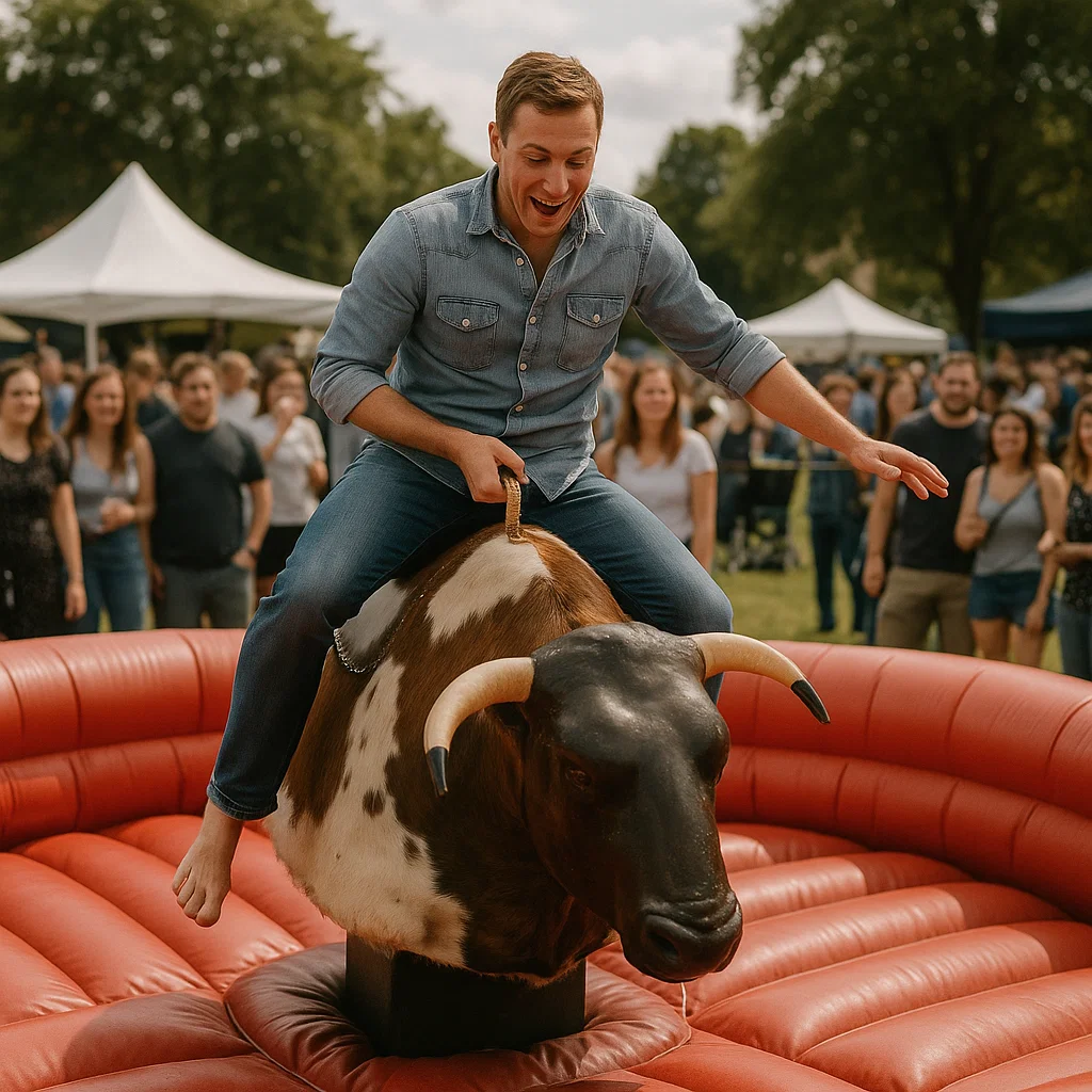dynamic mechanical bull riding at sports tailgate