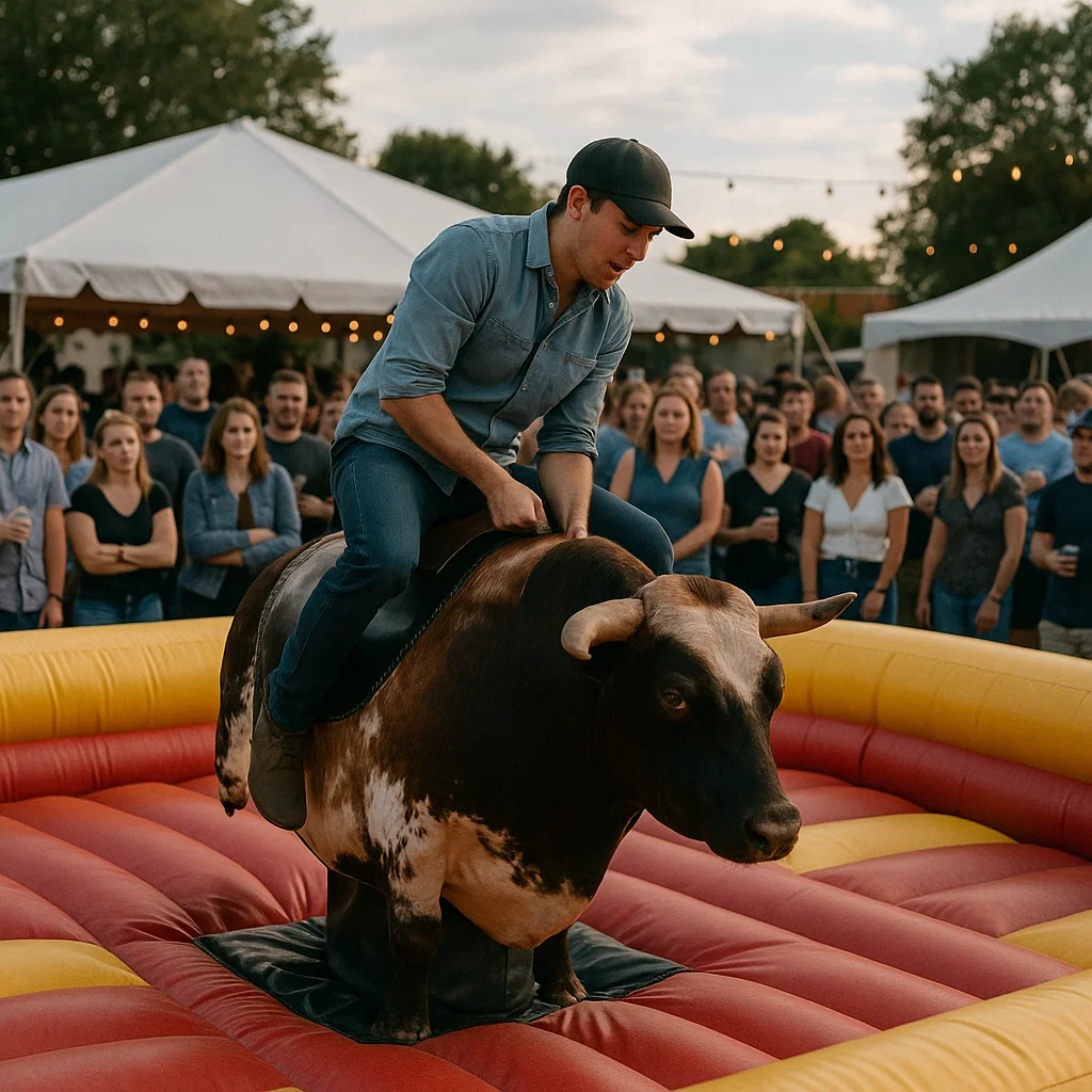 fun-filled mechanical bull riding at university orientation