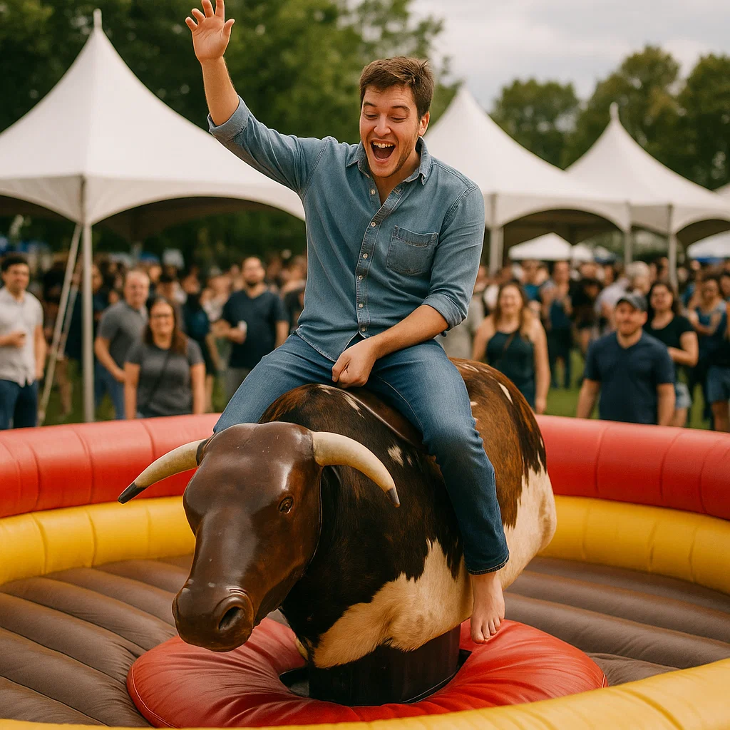 adrenaline-pumping mechanical bull riding at holiday celebration