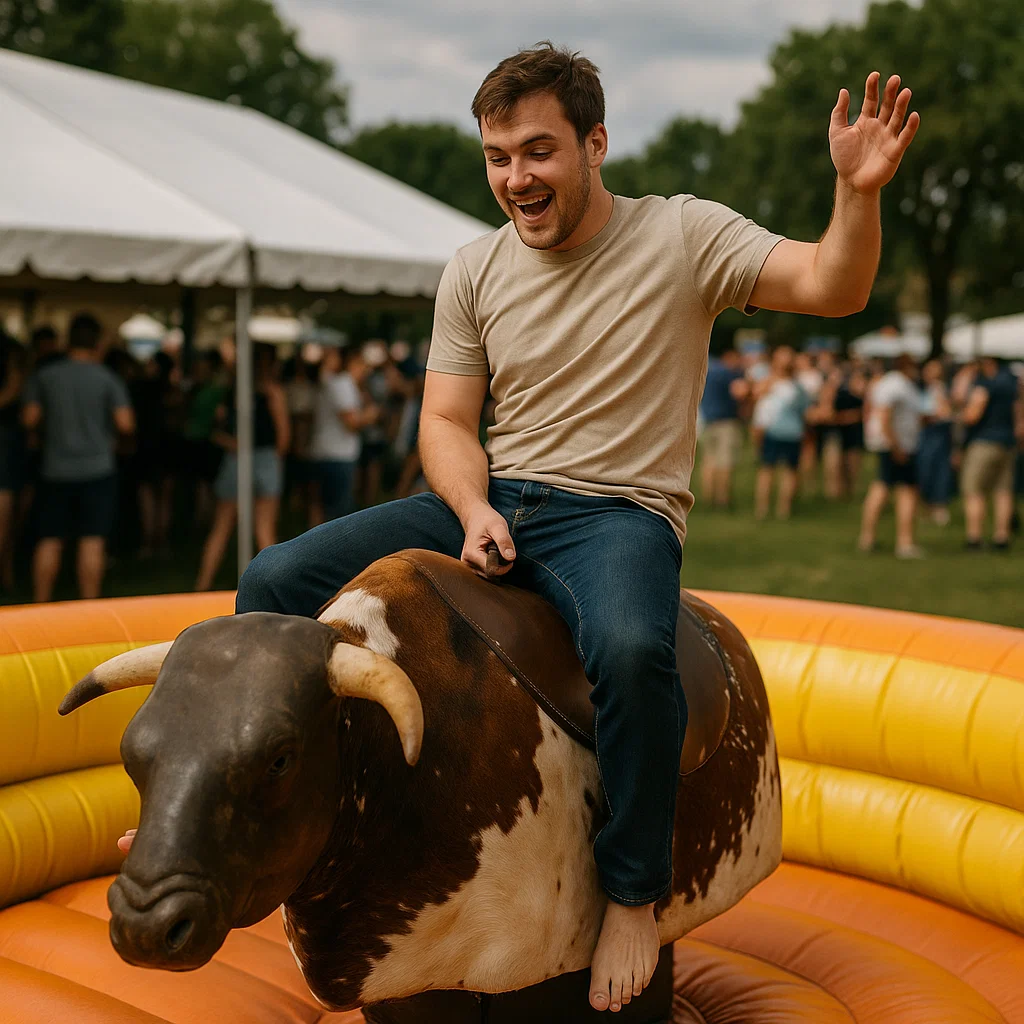 Conquering the mechanical bull during crowd-pleasing community festival
