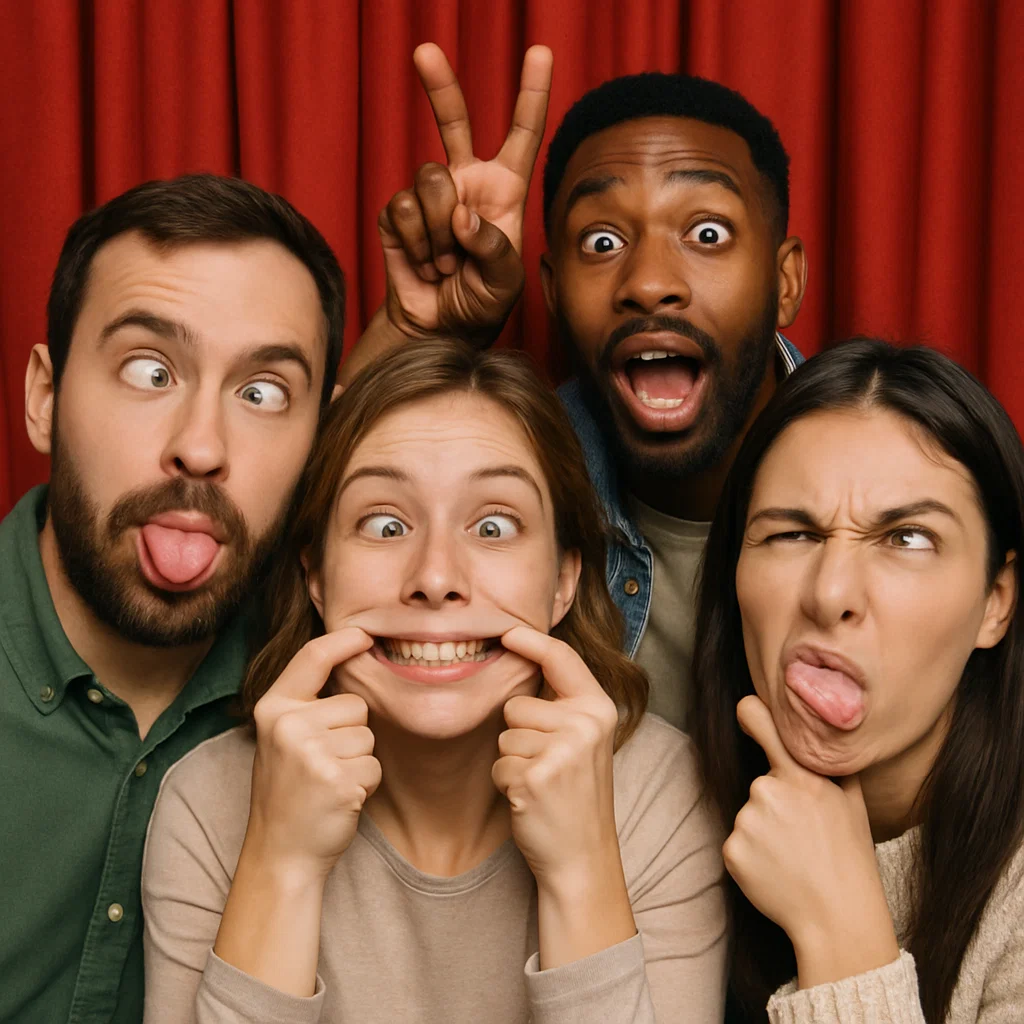Guests strike dab moves in wedding photo booth rental by Party Pros East Coast