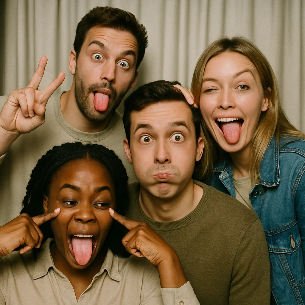 Guests strike confetti toss in beach photo booth rental by Party Pros East Coast