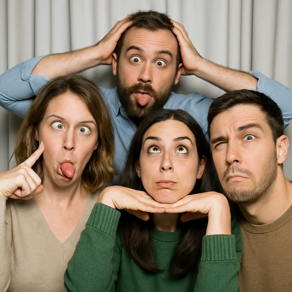 Guests strike hugging friends in casino night photo booth rental by Party Pros East Coast