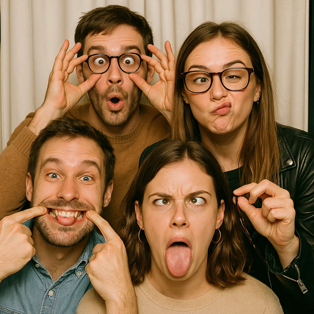 Guests strike dab moves in trade show photo booth rental by Party Pros East Coast