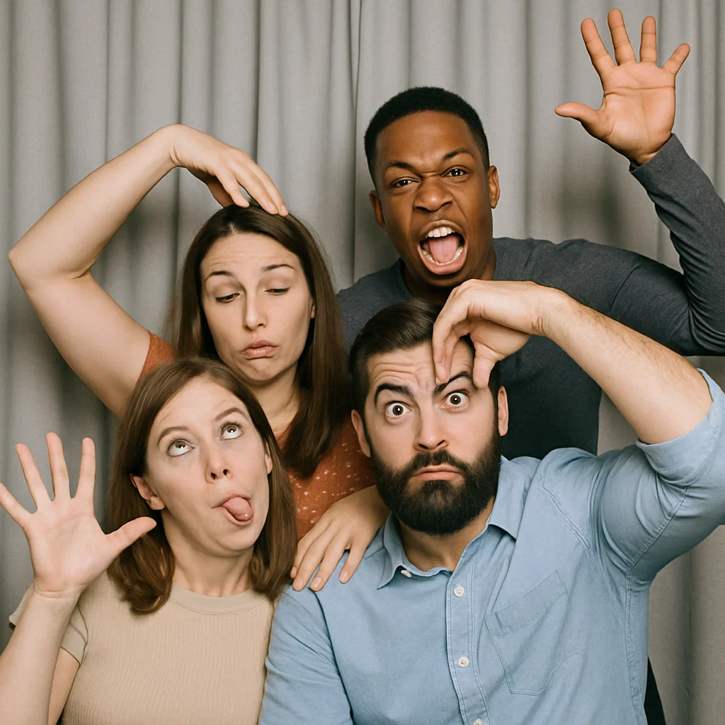 Guests strike confetti toss in prom night photo booth rental by Party Pros East Coast