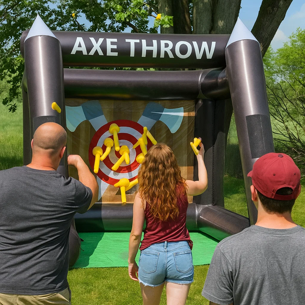 with soft foam axes; fun and safe for all ages.