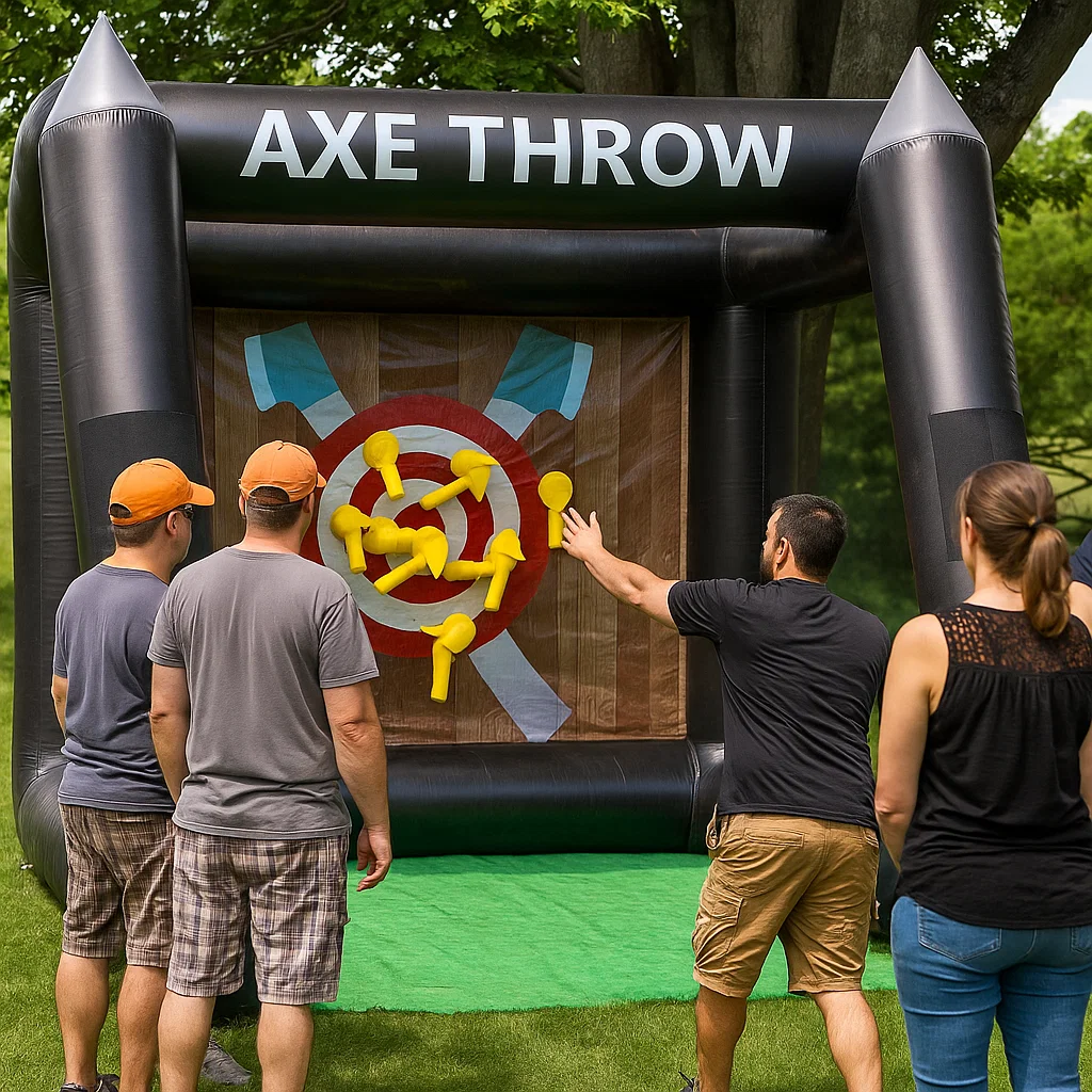 with safety backstop; crowd-pleasing interactive game.