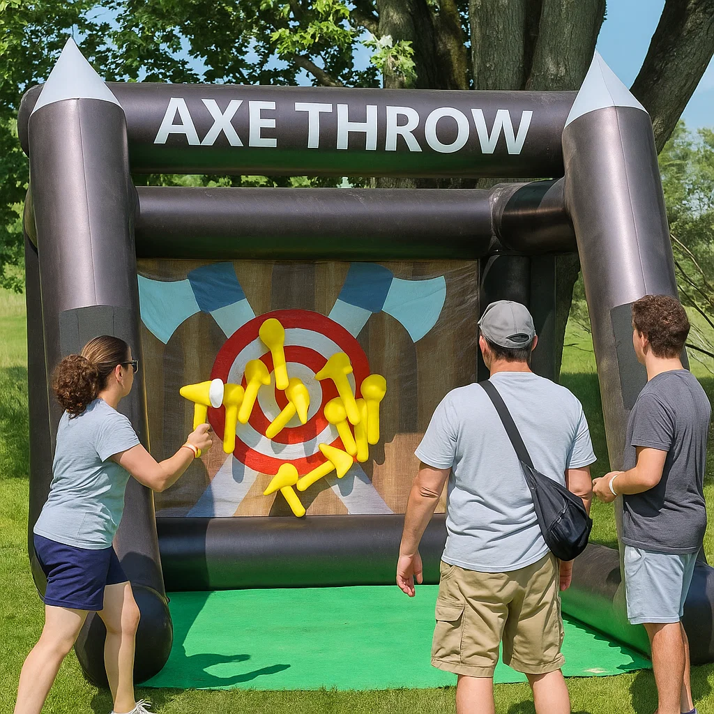 Interactive inflatable axe throwing rental for church events
