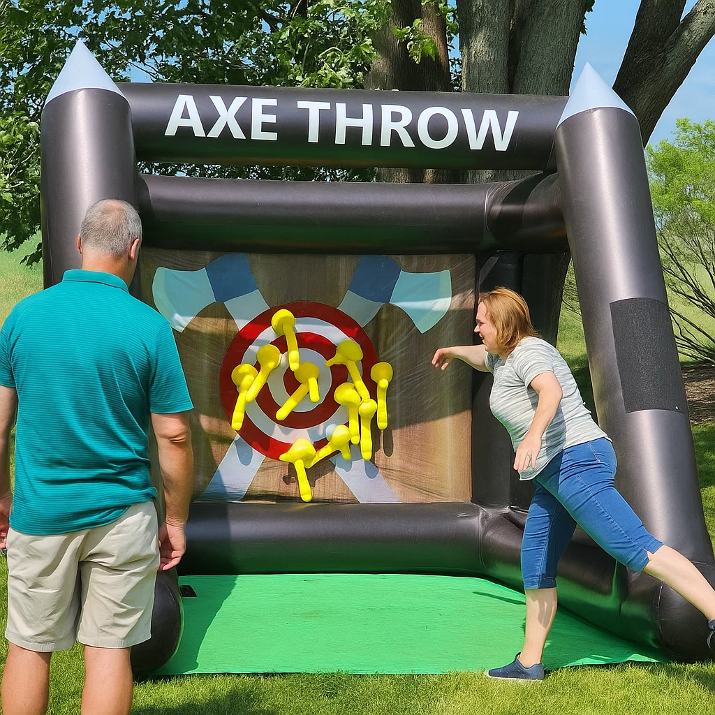Mobile inflatable axe throwing rental for parties and events