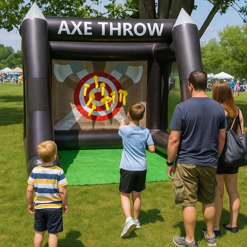 Inflatable axe throwing game rental for corporate events