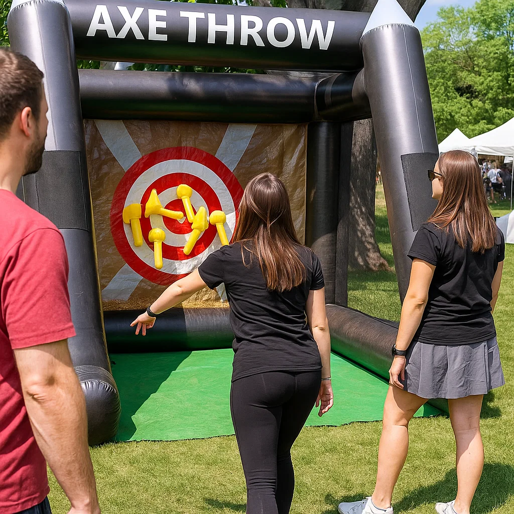Mobile inflatable axe throwing rental for church events
