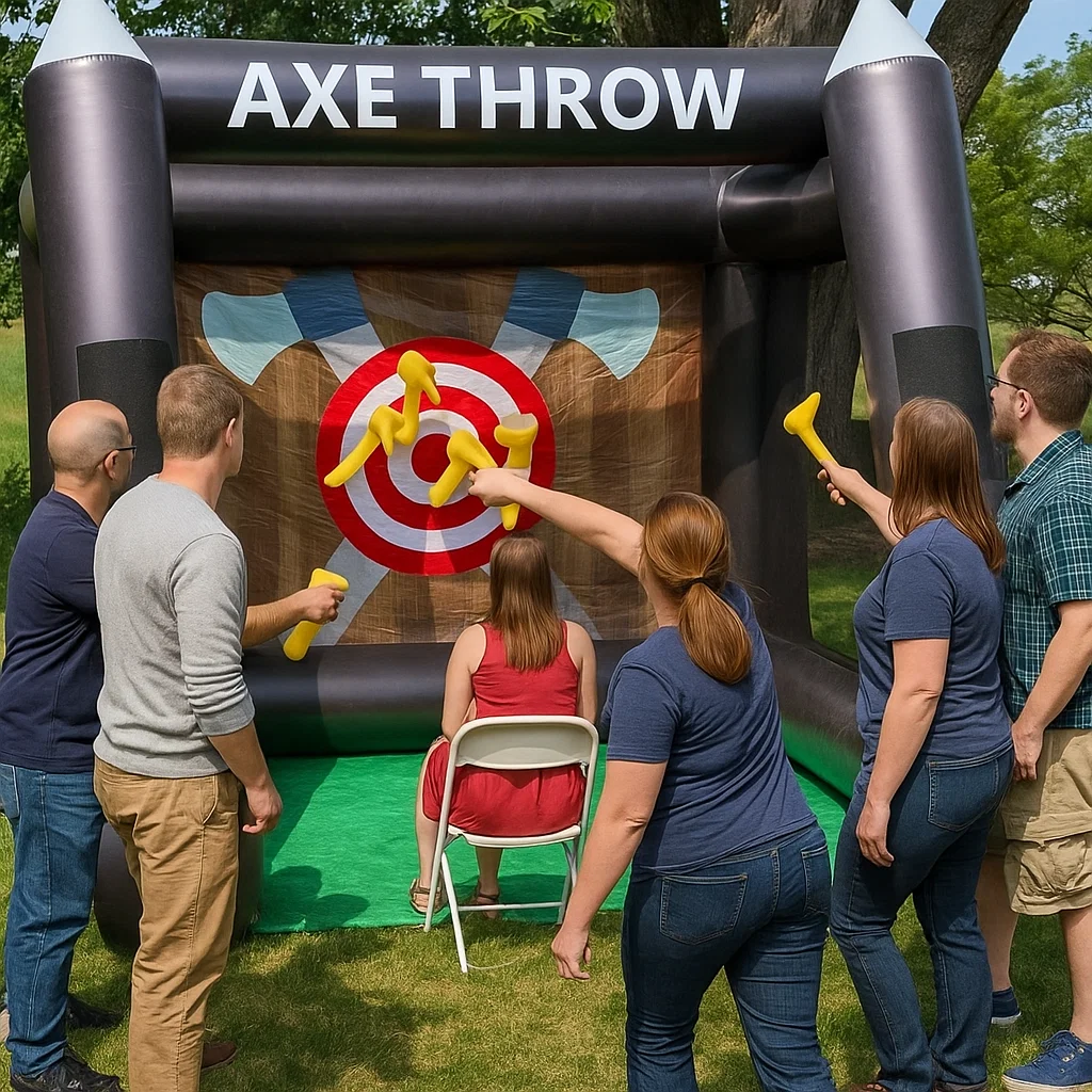 Interactive inflatable axe throwing rental for family fun days