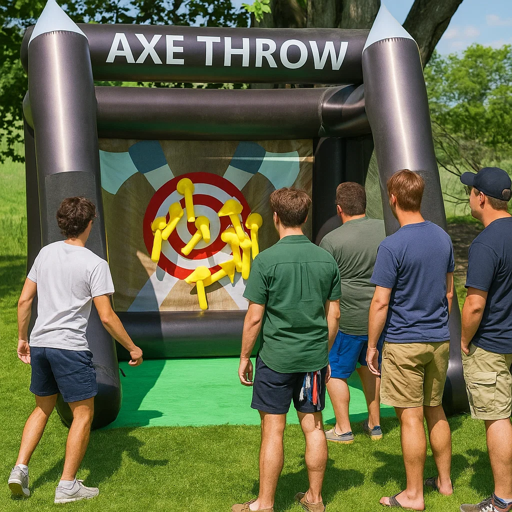 Inflatable axe throwing event rental for town fairs