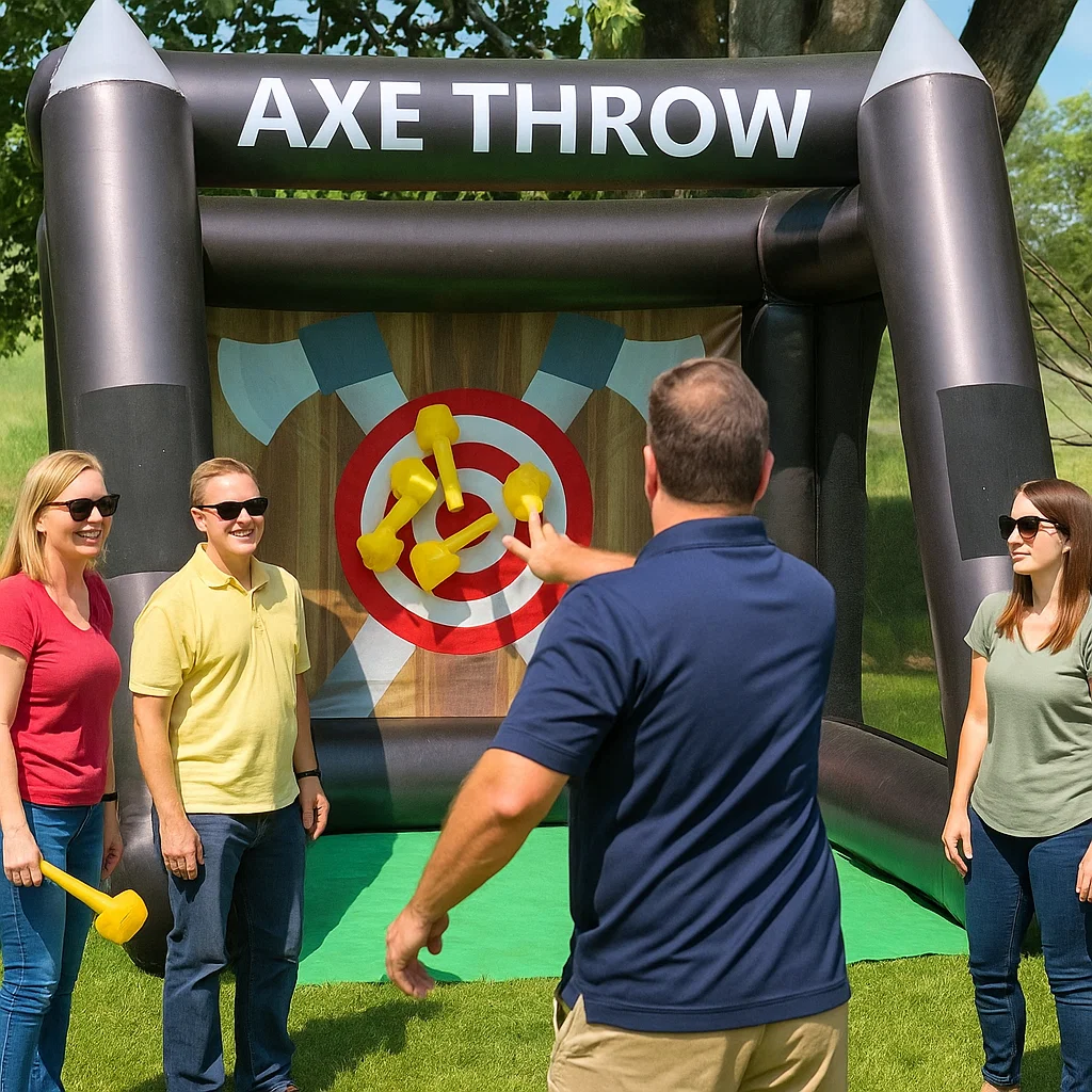 Inflatable axe throwing game rental for graduation events