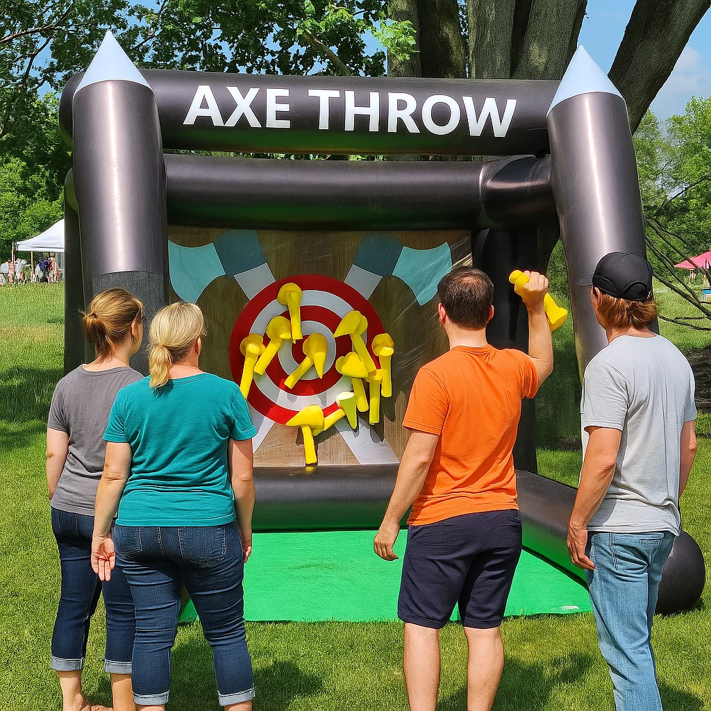 Inflatable axe throwing attraction rental for church events