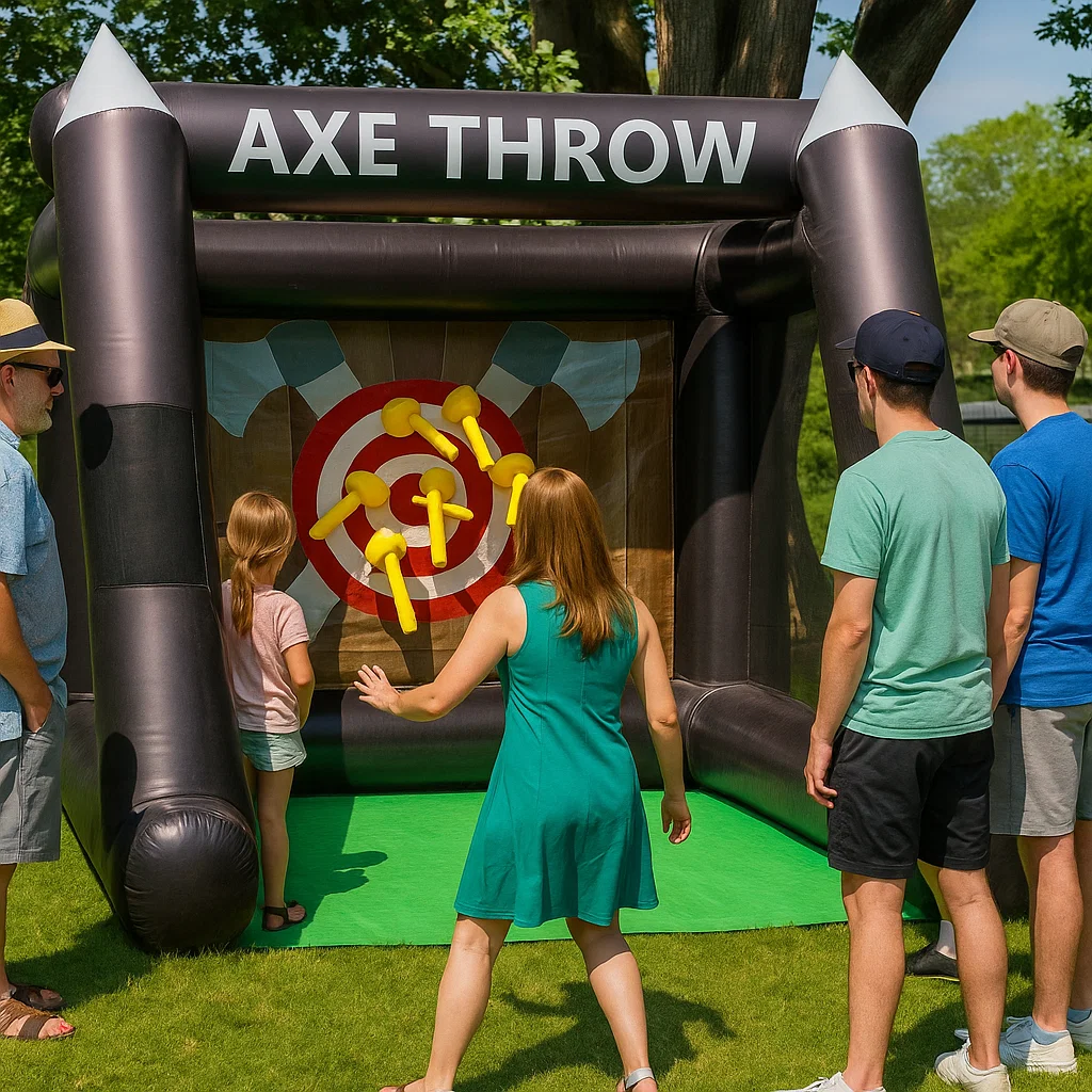 Interactive inflatable axe throwing rental for team-building