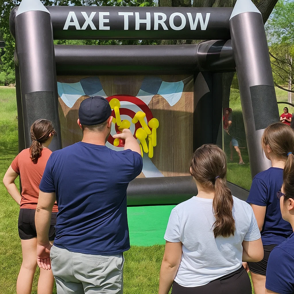 with safety backstop; photo-friendly event setup.