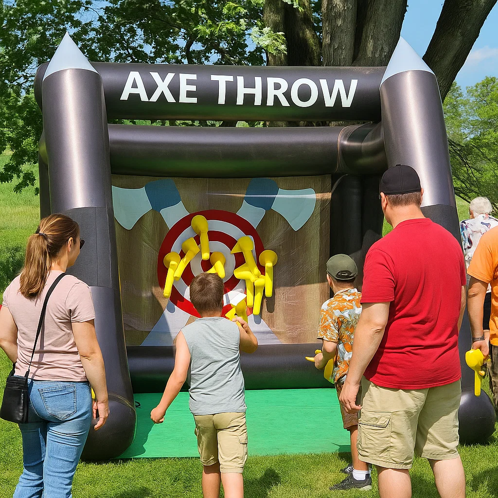 Inflatable axe throwing rental for family fun days