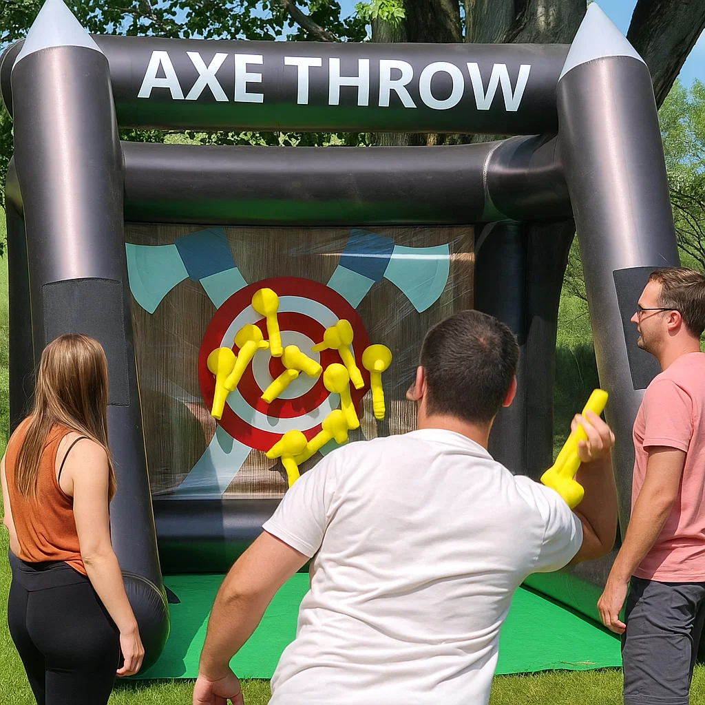 Inflatable axe throwing game rental for block parties