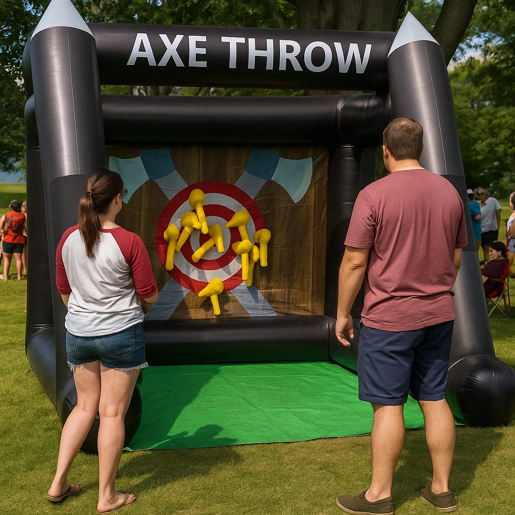 Inflatable axe throwing game rental for school carnivals
