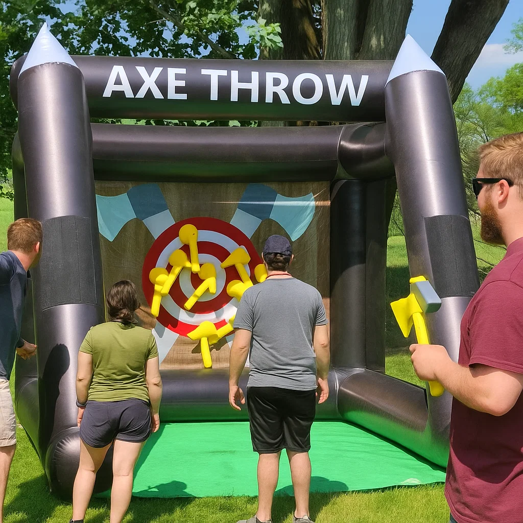 Inflatable axe throwing game rental for town fairs