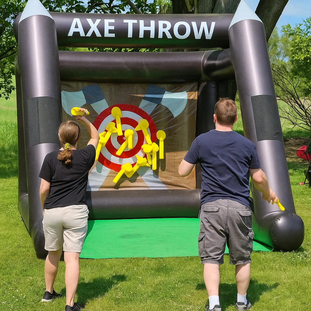 with soft foam axes; simple rules and fast rotation.
