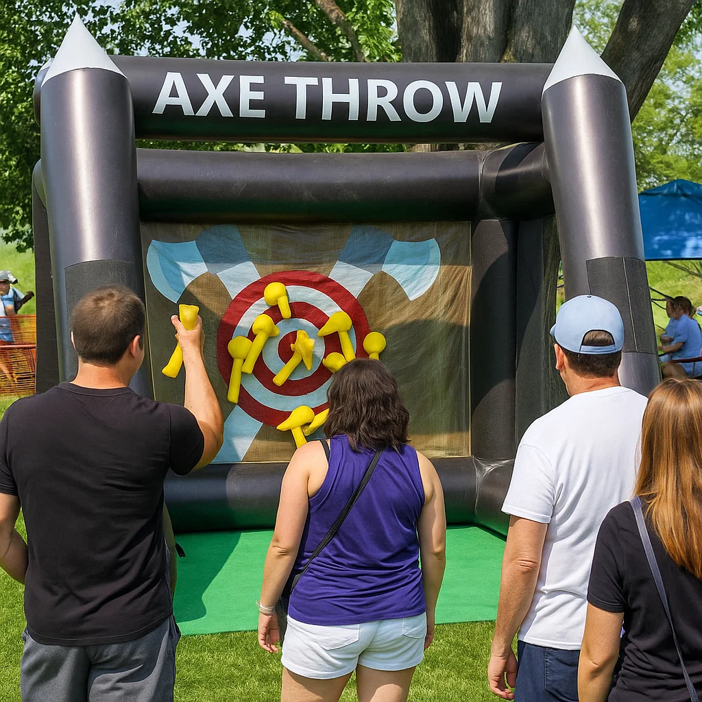 Inflatable axe throwing game rental for field days